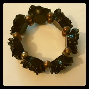 Super Cute Black Rose Bracelet Silver Beads 🌹🖤